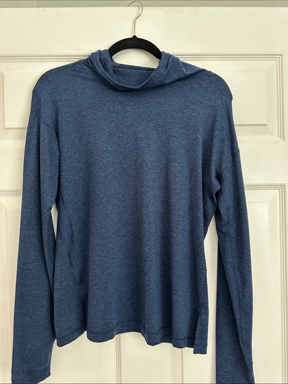 Athleta Heathered Navy Hooded Sweatshirt Top